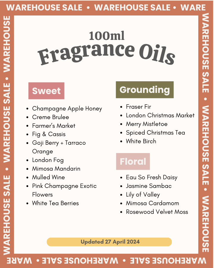 [Warehouse Sale] 100ml Fragrance Oils for Home Fragrance + Diffusers + Candle Making